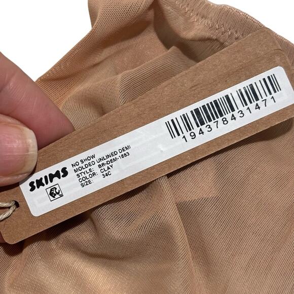 SKIMS No show molded unlined Demi clay Tan Underwire Bra NEW Size 34C - Picture 6 of 9